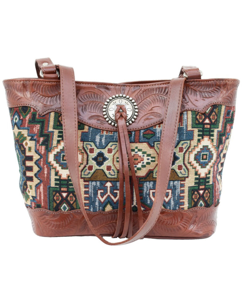 American West Women's Bella Beau Hang Woven Tapestry Tote Bag, Brown, hi-res