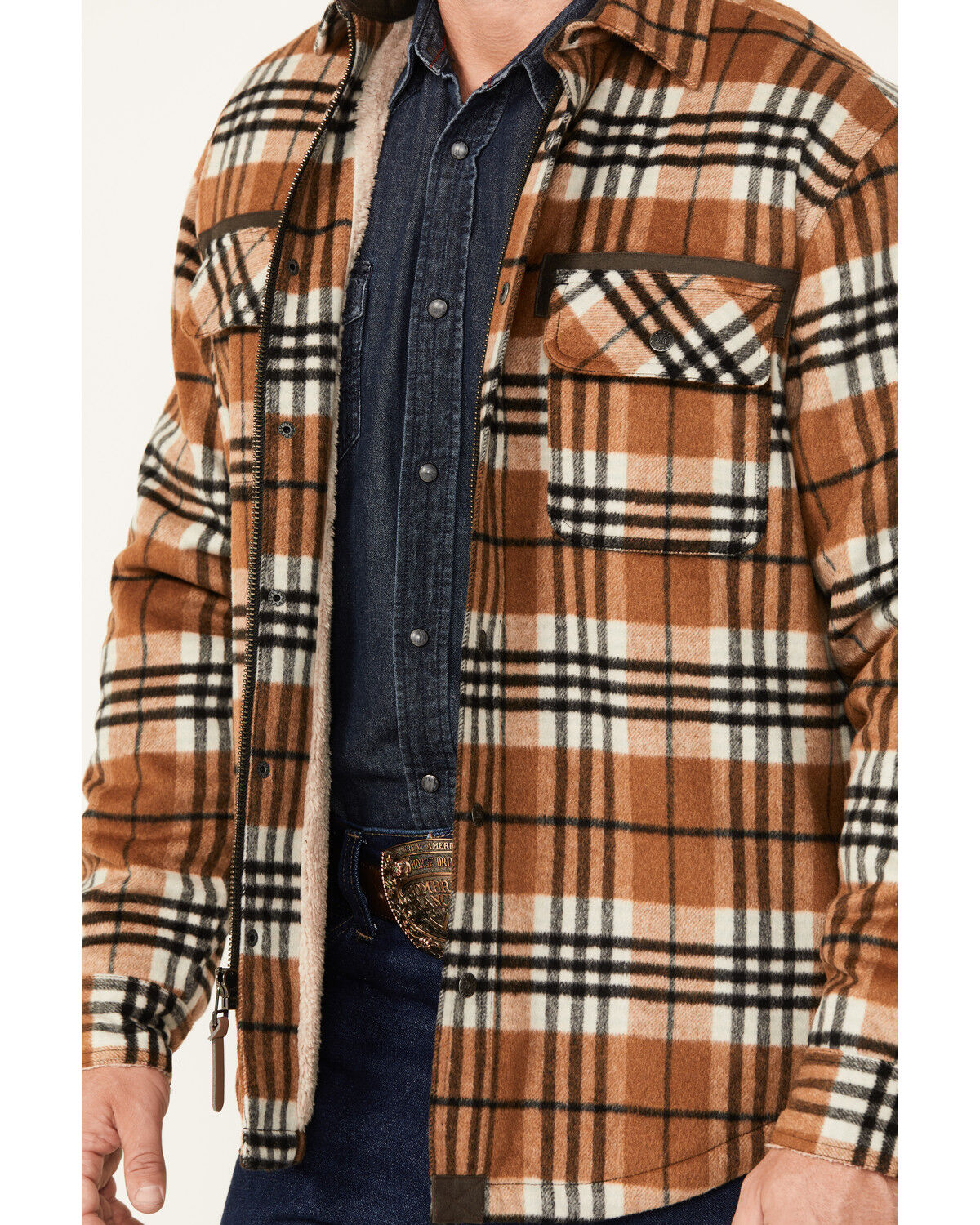 Image #3 - Dakota Grizzly Men's Plaid Burke Wool Sherpa Lined Zip Jacket, Mustard, hi-res