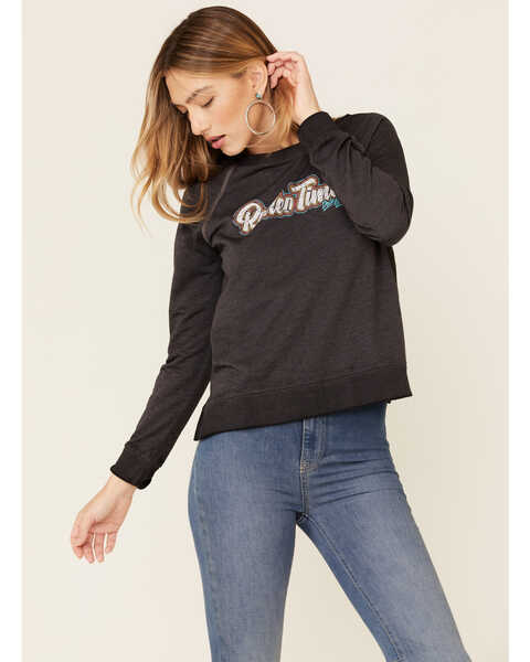 Image #1 - Dale Brisby Women's Rodeo Time Graphic Long Sleeve Top , Charcoal, hi-res