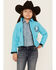 Image #1 - Cowgirl Hardware Girls' Cowgirl Nation Poly Shell Jacket , Turquoise, hi-res