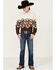 Panhandle Boys' Southwestern Border Print Long Sleeve Snap Shirt, Natural, hi-res