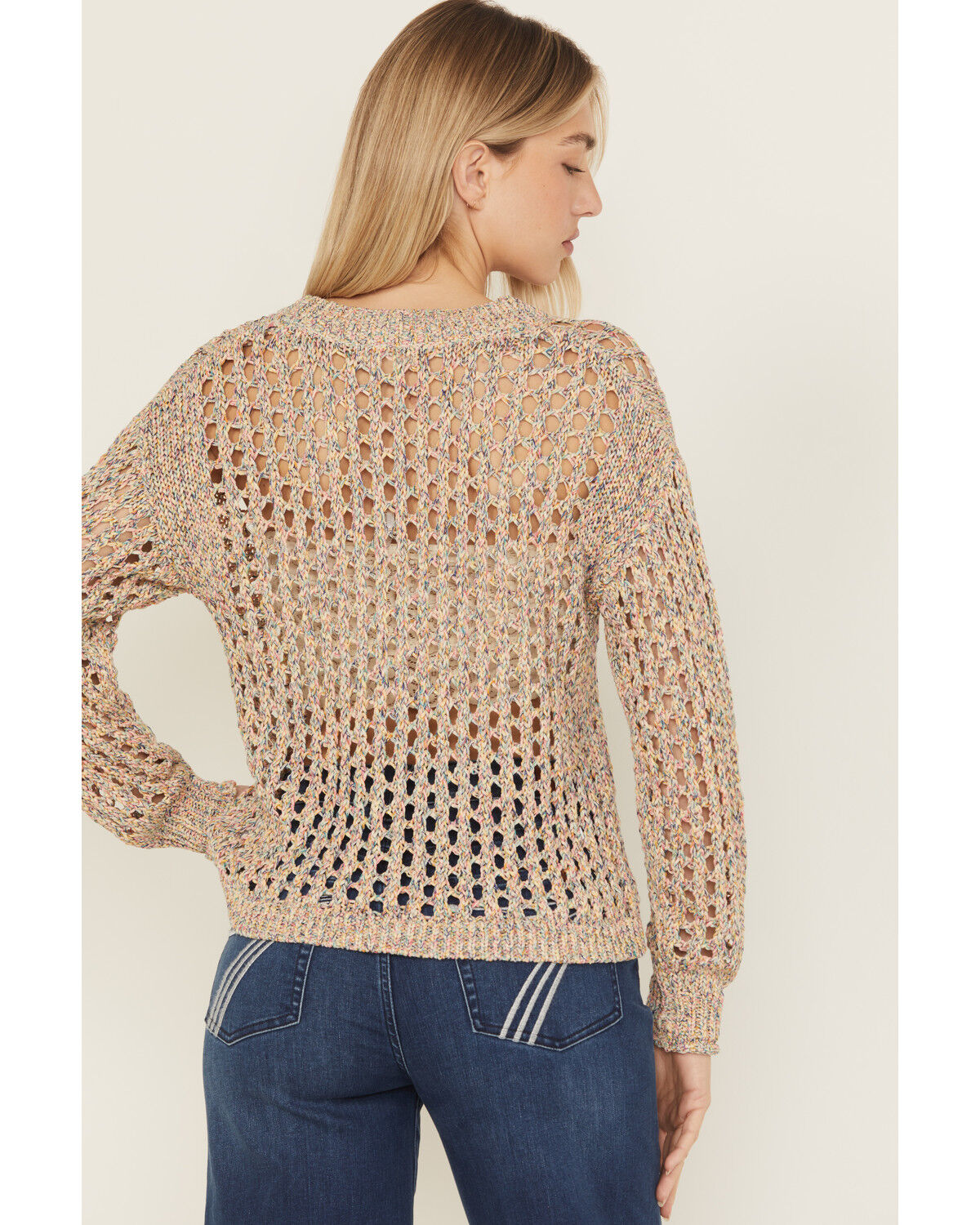 Image #4 - Cleo + Wolf Women's Allison Spacedye Open Weave Sweater, Yellow, hi-res