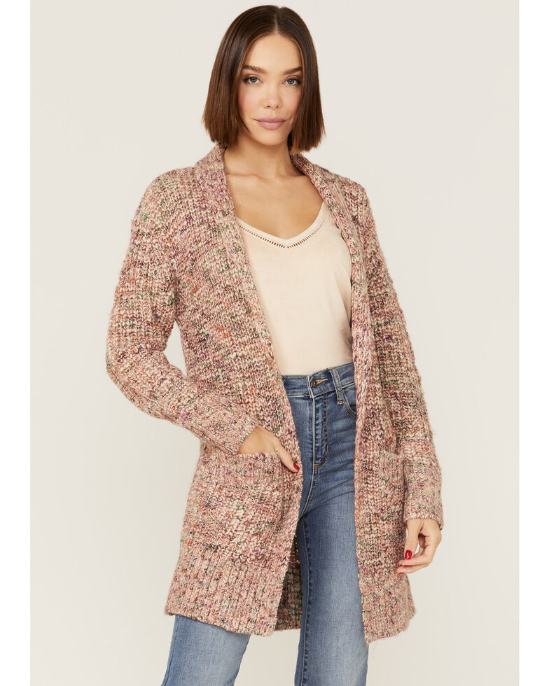 Shyanne Women's Multicolored Marled Cardigan, Ivory, hi-res