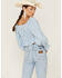 Image #3 - Beyond The Radar Women's Gingham Tie Front Crop Blouse, Blue, hi-res