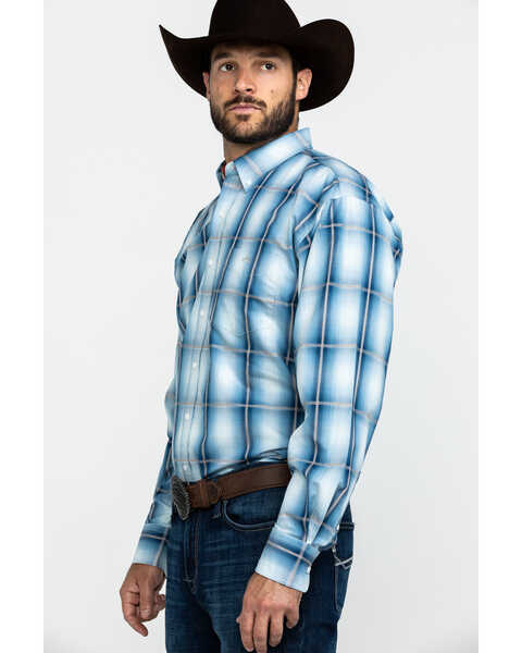 Image #3 - Resistol Men's Heitmiller Ombre Large Plaid Long Sleeve Western Shirt , Blue, hi-res