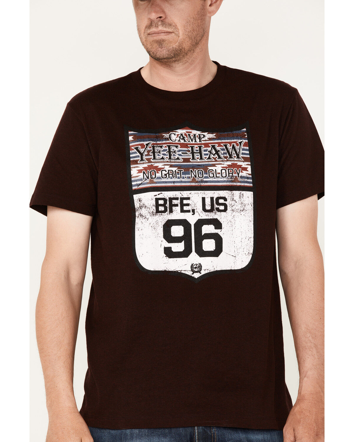 Image #3 - Cinch Men's Camp Yee-Haw Route 96 Sign Graphic T-Shirt, Burgundy, hi-res