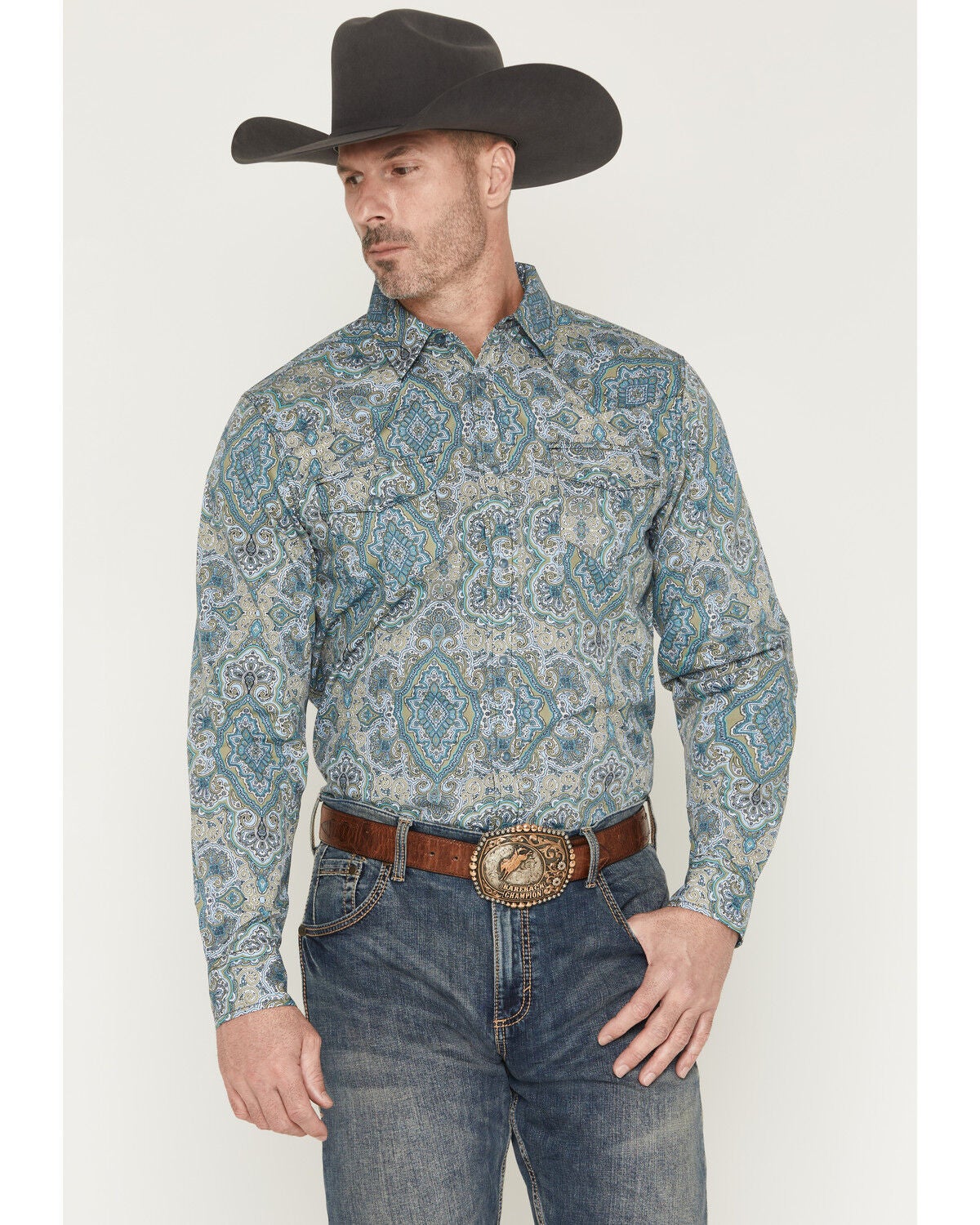 Gibson Trading Co Men's Throwback Paisley Print Long Sleeve Western Shirt - Tall, Multi, hi-res