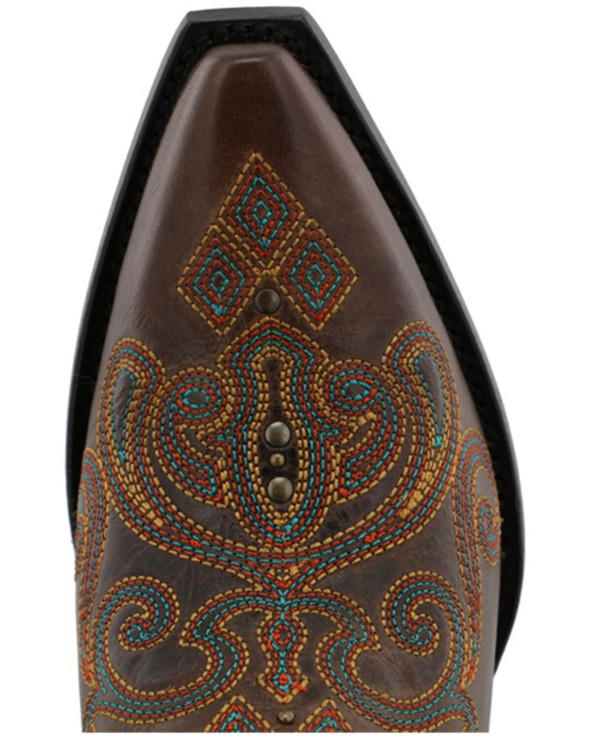 Image #6 - Black Star Women's Lockhart Embroidered Leather Western Boot - Snip Toe, Brown, hi-res