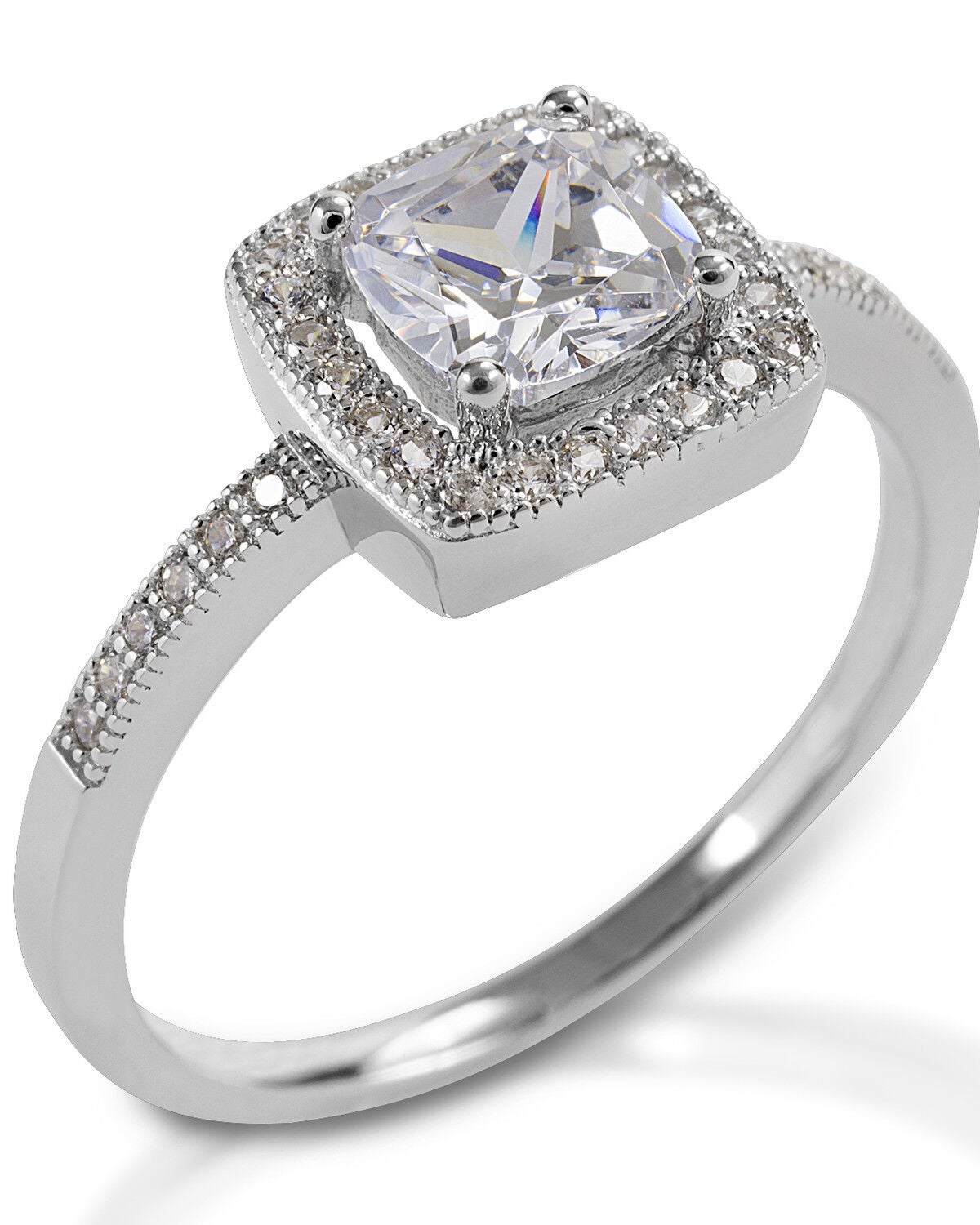 Kelly Herd Women's Square Bevel Set Pave Ring, Silver, hi-res