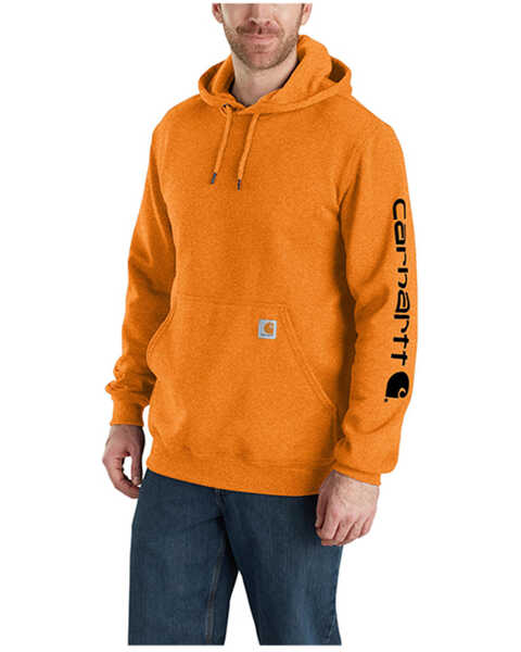 Image #1 - Carhartt Men's Loose Fit Graphic Hooded Work Sweatshirt, Heather Orange, hi-res