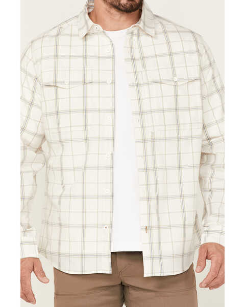 Brothers & Sons Men's Large Plaid Print Performance Long Sleeve Button-Down Western Shirt , White, hi-res
