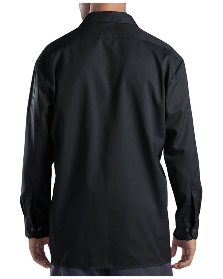 Dickies Men's Solid Twill Long Sleeve Work Shirt - Folded , Black, hi-res