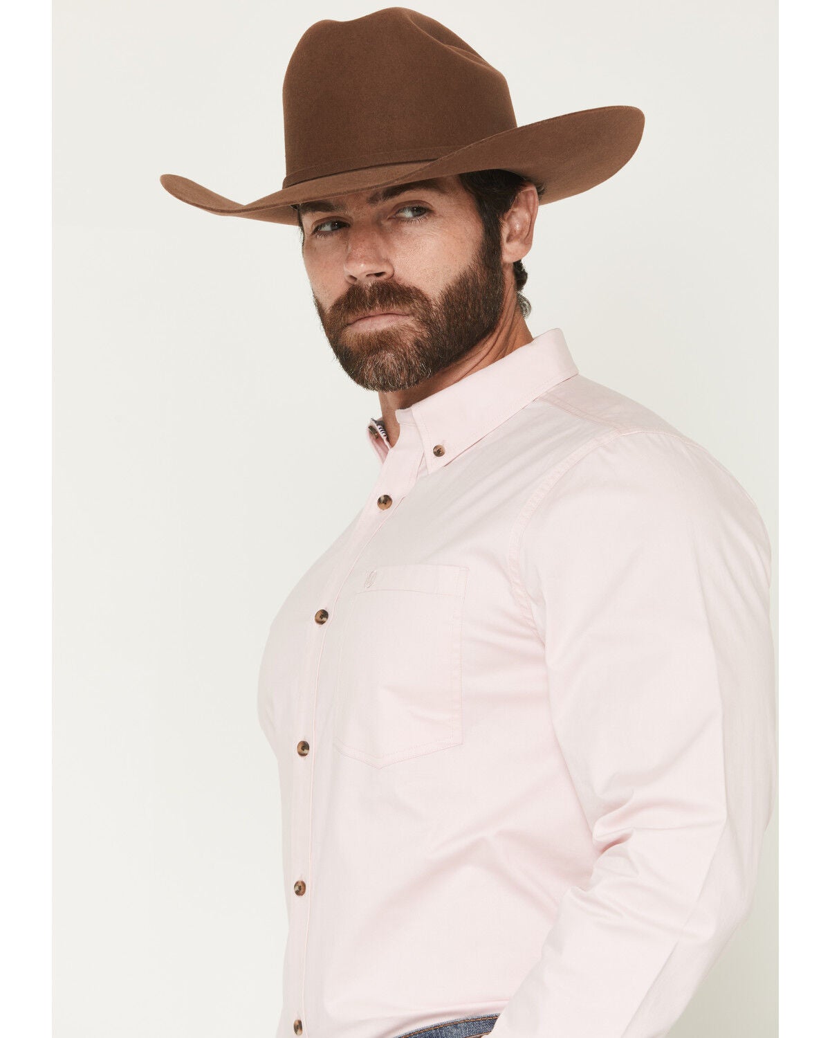 Image #2 - Cody James Men's Basic Solid Long Sleeve Button-Down Stretch Western Shirt, Pink, hi-res