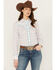 Rock & Roll Denim Women's Floral Long Sleeve Pearl Snap Western Shirt, White, hi-res