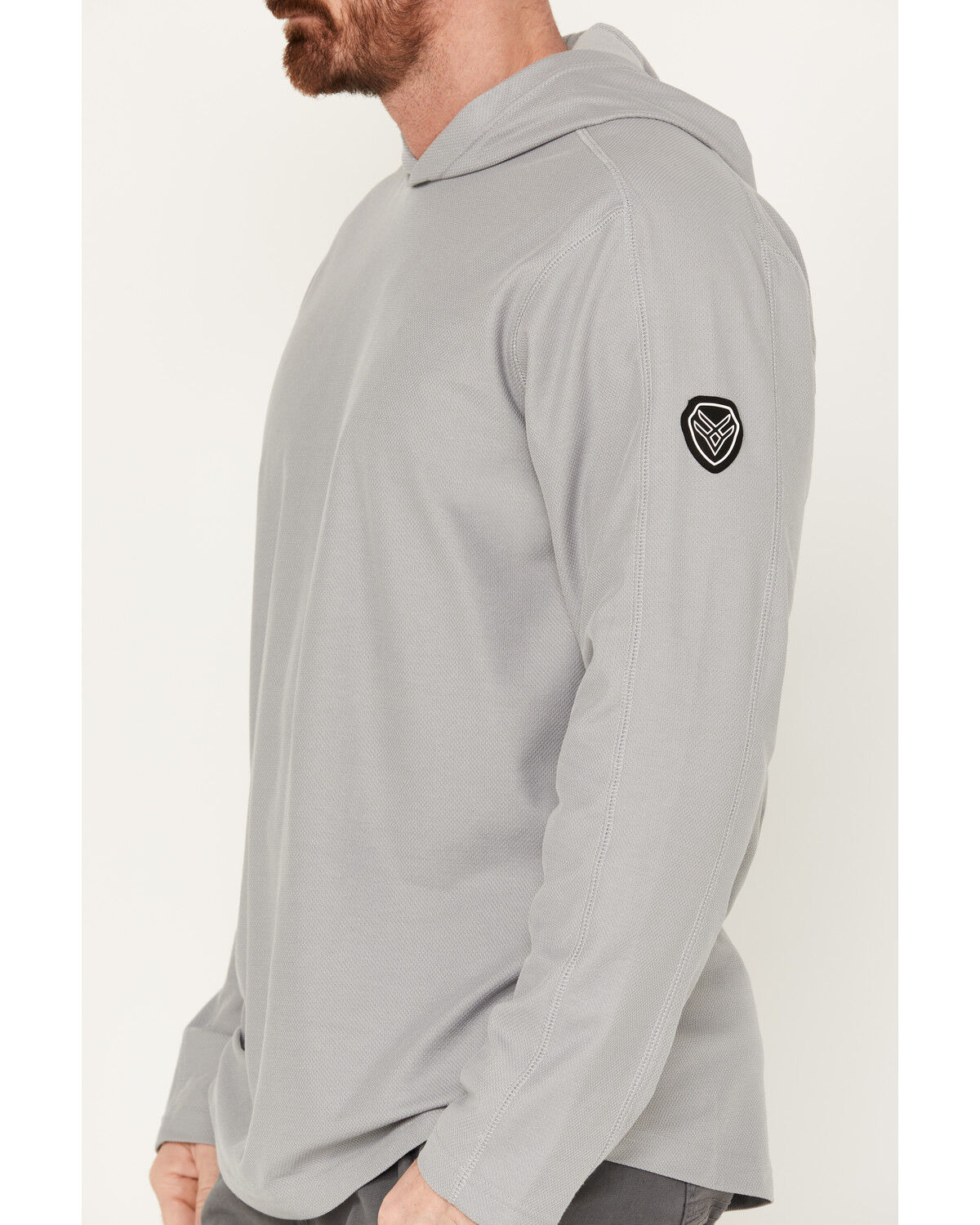 Image #3 - Hawx Men's UPF Long Sleeve Hooded Work Shirt, Light Grey, hi-res
