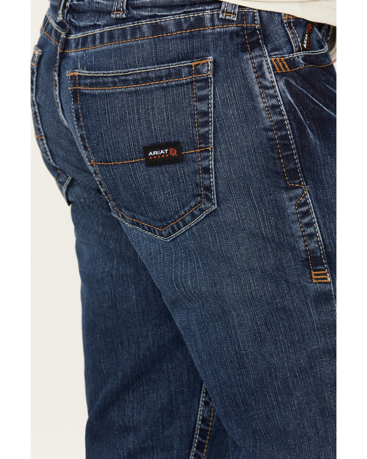 Image #4 - Ariat Men's FR M7 Flint Medium Wash Duratretch Basic Slim Straight Work Jeans, Blue, hi-res