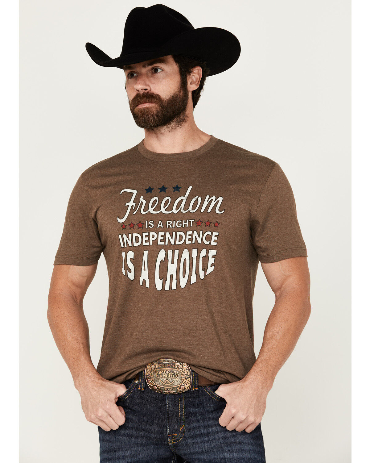 Image #1 - Cody James Men's Freedom Short Sleeve Graphic T-Shirt, Brown, hi-res