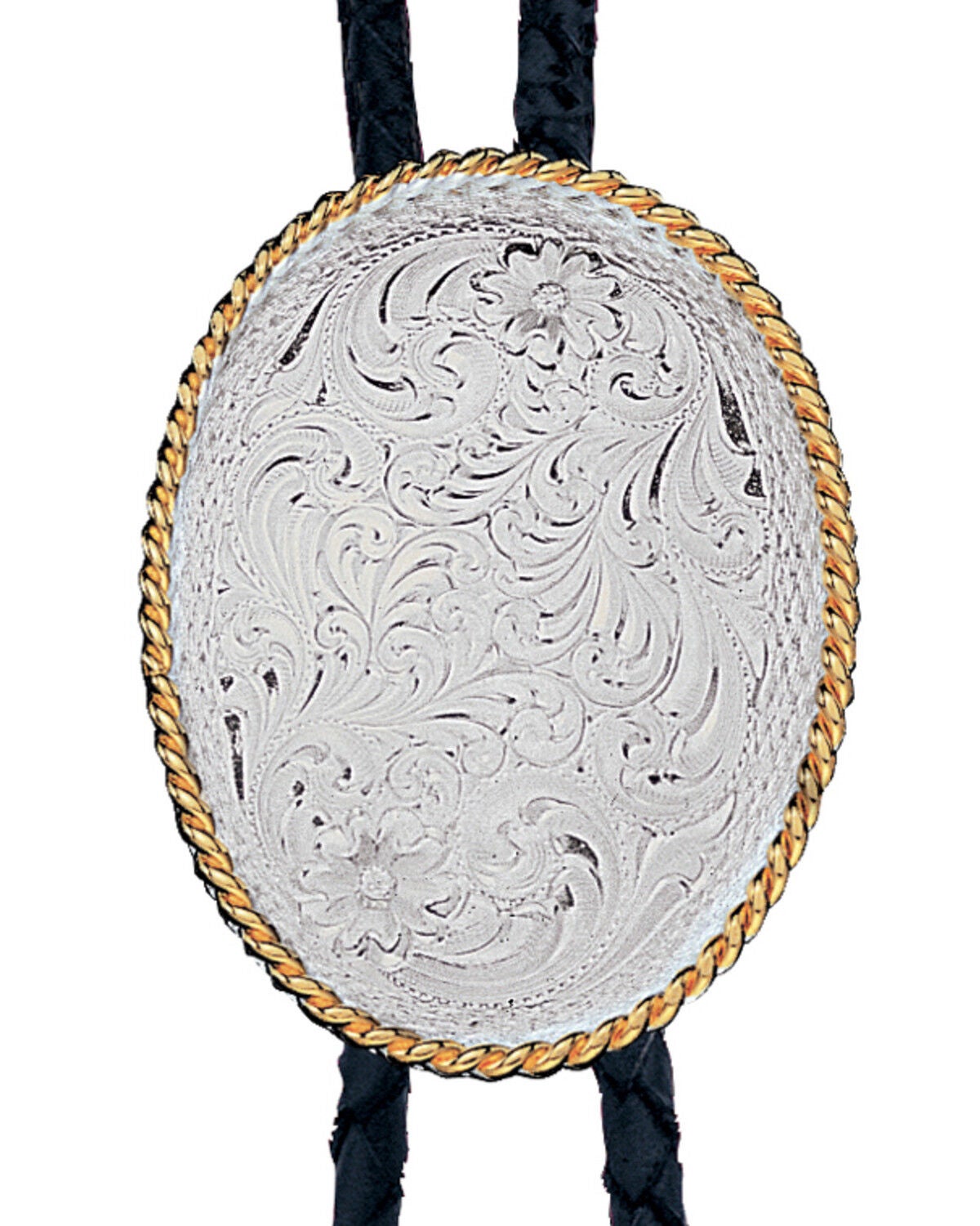 Montana Silversmiths Men's Engraved Silver Bolo Tie, Multi, hi-res