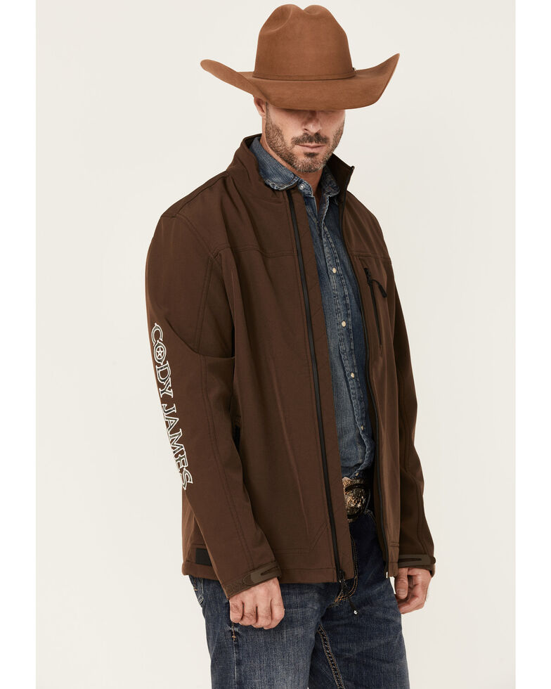 Cody James Core Men's Brown Camo Logo Sleeve Zip-Front Steamboat Jacket , Brown, hi-res