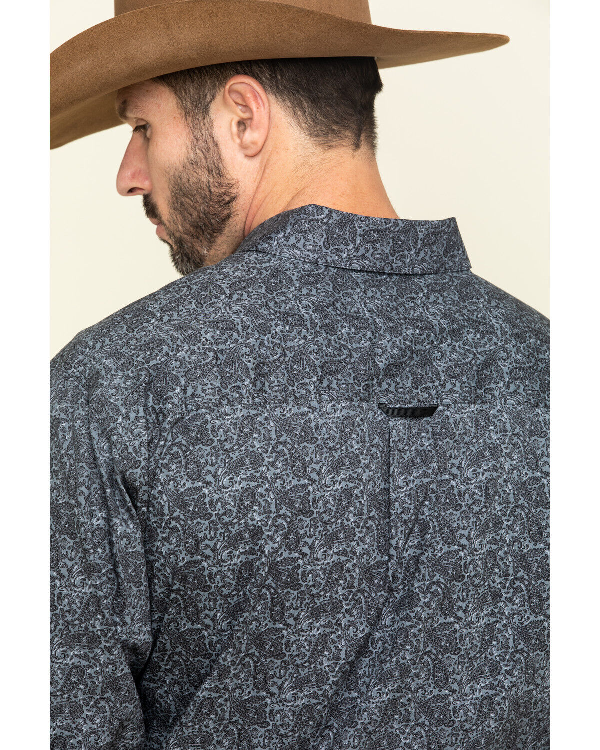 Image #5 - Tuf Cooper Men's Black Stretch Paisley Poplin Print Long Sleeve Western Shirt, Charcoal, hi-res