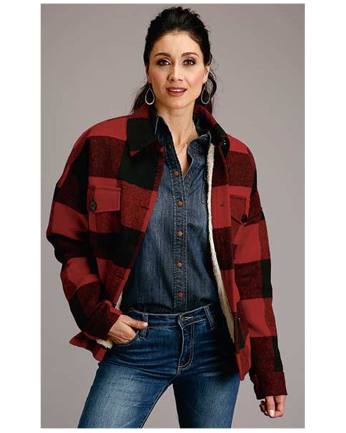plaid jacket with sherpa lining