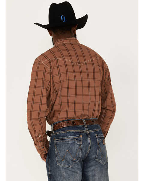 Image #4 - Blue Ranchwear Men's Plaid Print Snap Flannel Western Shirt , Red, hi-res