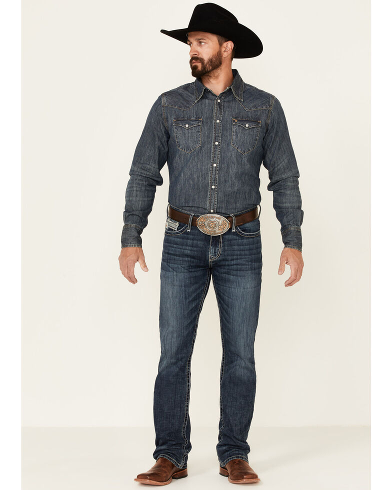 Cinch Men's Ian Dark Wash Performance Stretch Slim Bootcut Jeans , Indigo, hi-res