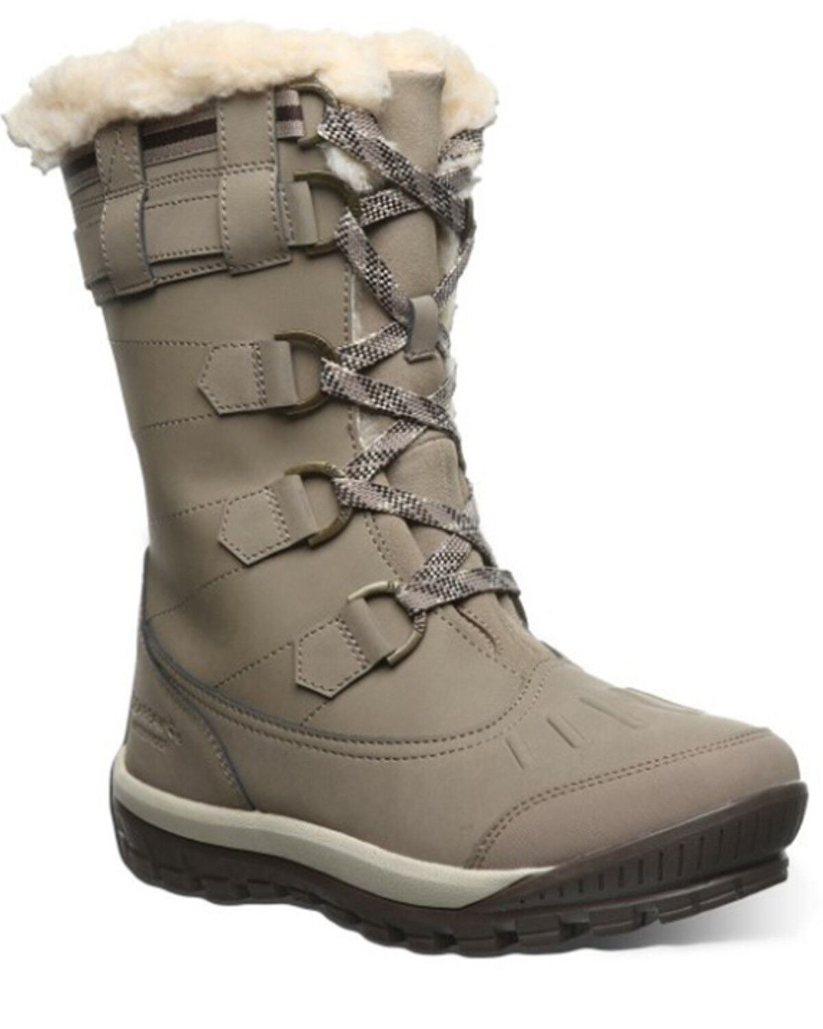 Image #1 - Bearpaw Women's Desdemona 10" Waterproof Lace-Up Boots - Round Toe, Beige, hi-res