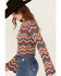 Image #3 - Rock & Roll Denim Women's Zig Zag Print Long Sleeve Bell Sweater, Rust Copper, hi-res