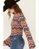 Image #3 - Rock & Roll Denim Women's Zig Zag Print Long Sleeve Bell Sweater , Rust Copper, hi-res