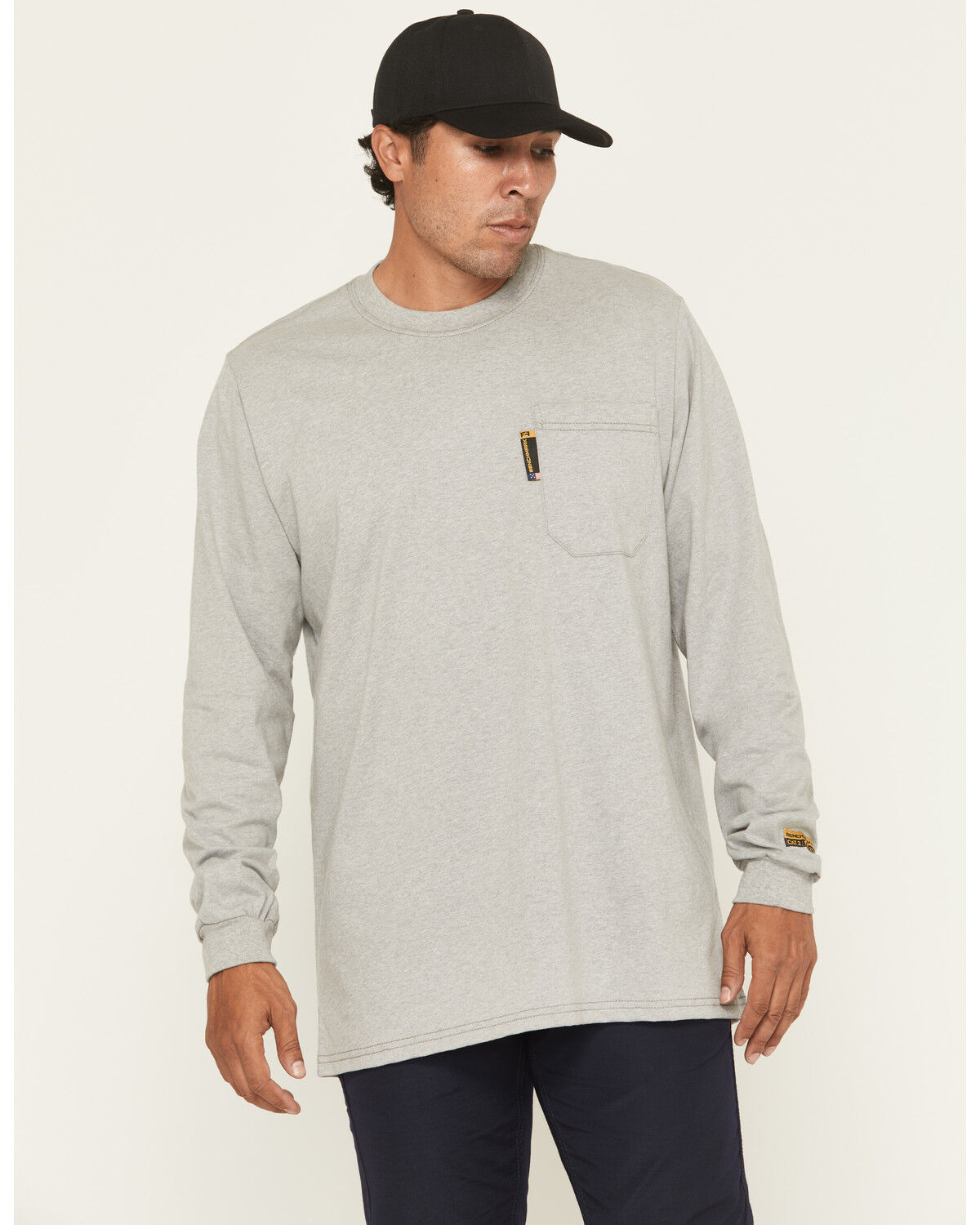 Image #5 - Benchmark FR Men's FR Houston Refining Long Sleeve Graphic Work T-Shirt, Light Grey, hi-res