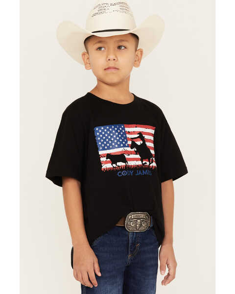 Cody James Boys' American Flag Silhouette Graphic T-Shirt, Black, hi-res