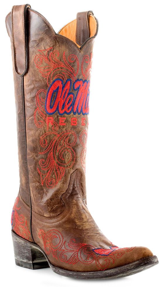 Gameday University of Mississippi Cowgirl Boots - Pointed Toe, Brass, hi-res