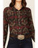 Stetson Women's Southwestern Flat Weave Blanket Print Long Sleeve Collared Snap Shirt, Brown, hi-res