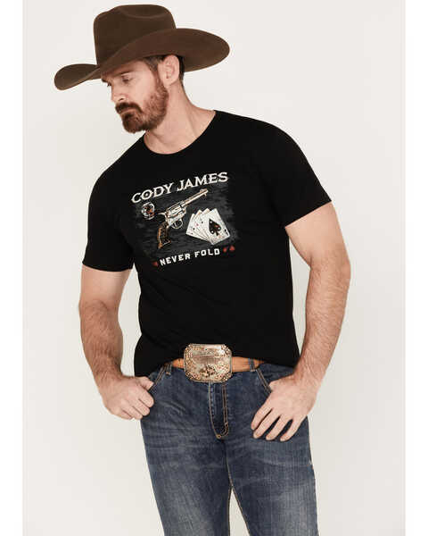 Image #1 - Cody James Men's Revolver Cards Short Sleeve Graphic T-Shirt, Black, hi-res
