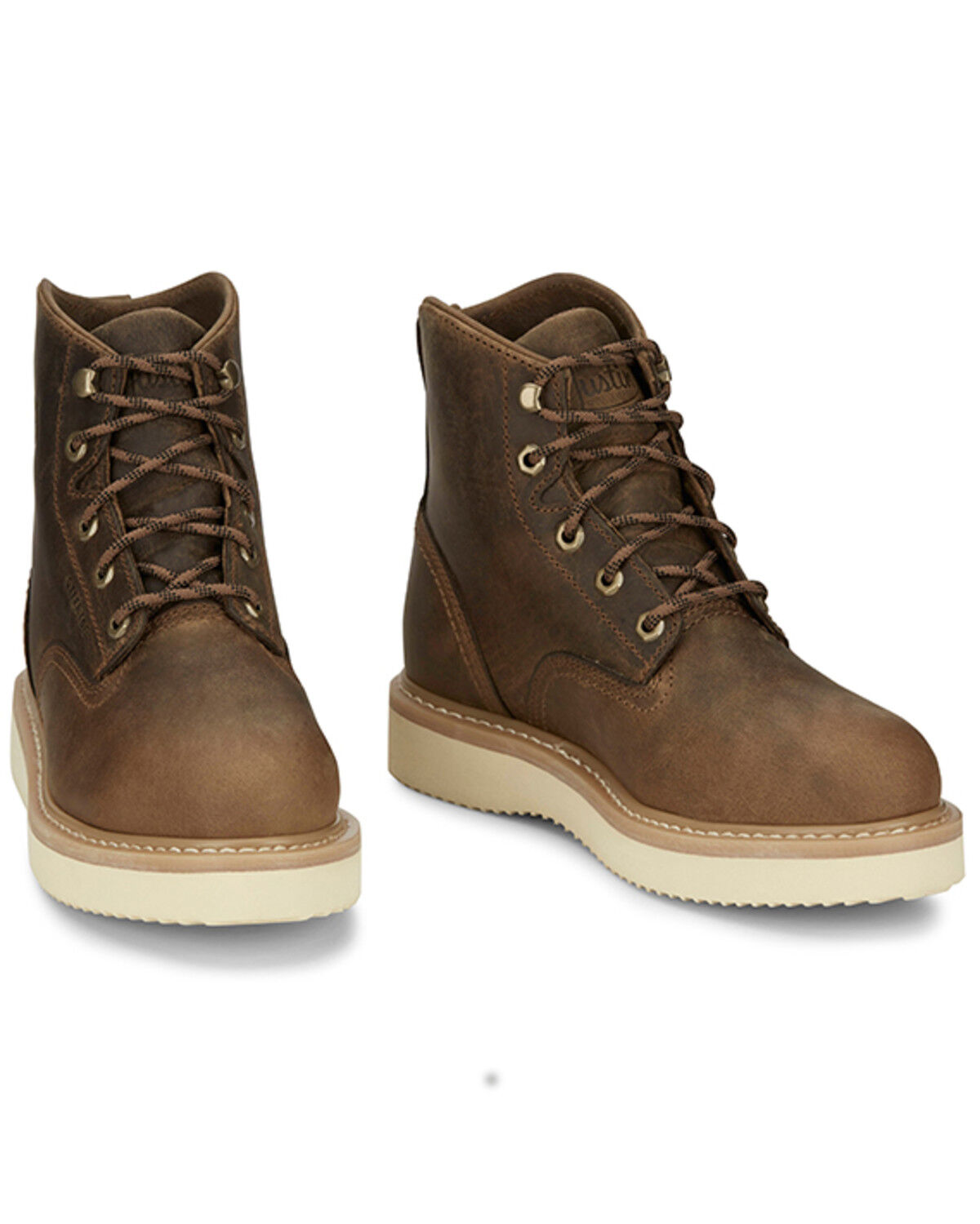 Image #1 - Justin Men's 6" Maxwell Lace-Up Work Boots - Steel Toe, Brown, hi-res