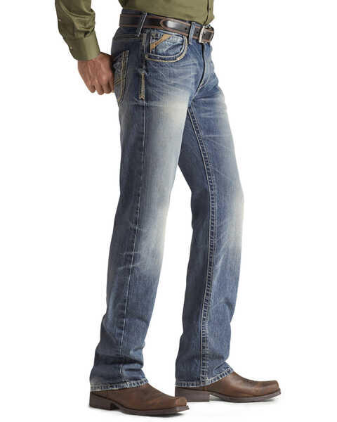 Image #2 - Ariat Men's M5 Ridgeline Medium Wash Slim Straight Jeans, Med Stone, hi-res
