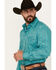 Image #2 - Rough Stock by Panhandle Men's Southwestern Striped Print Long Sleeve Pearl Snap Stretch Western Shirt, Turquoise, hi-res