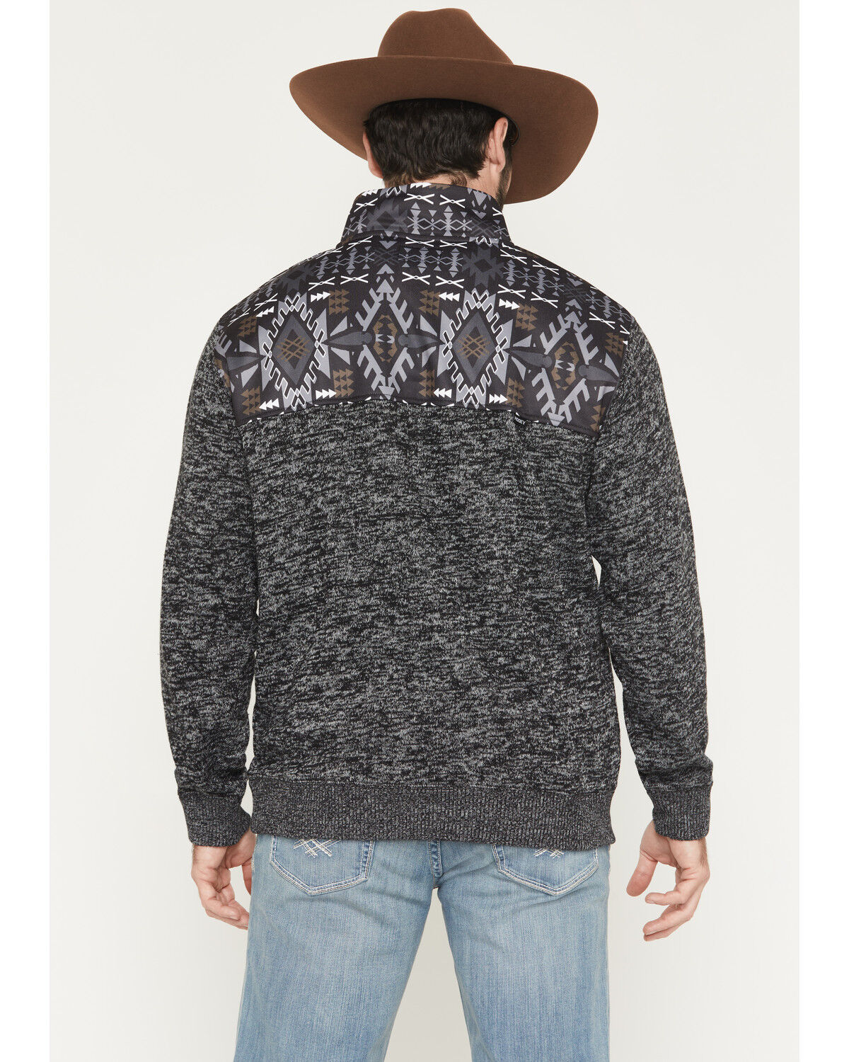 Image #4 - Hooey Men's Stevie Colorblock Southwestern Print 1/4 Snap Pullover, Black, hi-res