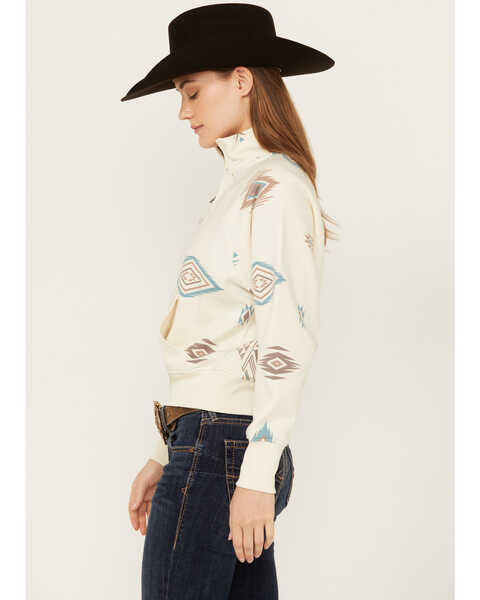 Image #2 - Shyanne Women's 1/2 Zip Southwestern Print Pullover Fleece , Cream, hi-res