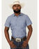 Image #1 - Pendleton Men's Carson Chambray Dobby Short Sleeve Button Down Western Shirt, Blue, hi-res