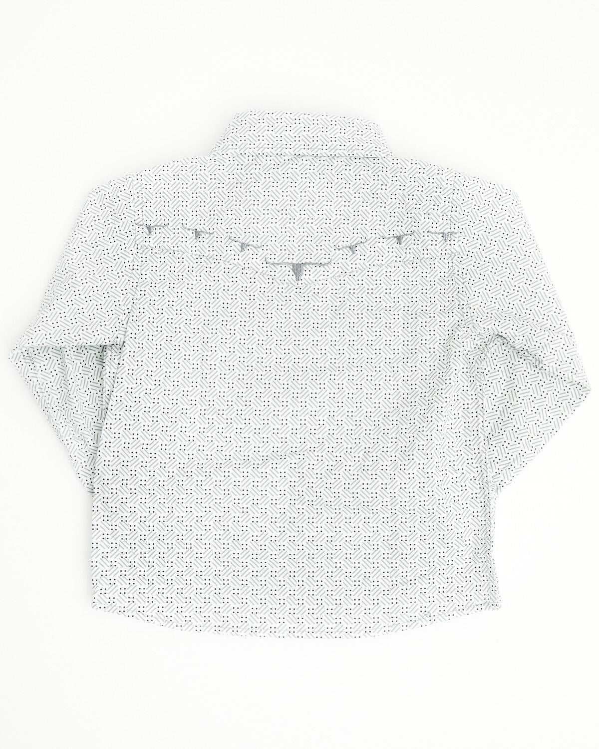 Image #3 - Cowboy Hardware Toddler Boys' Geo Print Long Sleeve Pearl Snap Stretch Western Shirt, White, hi-res