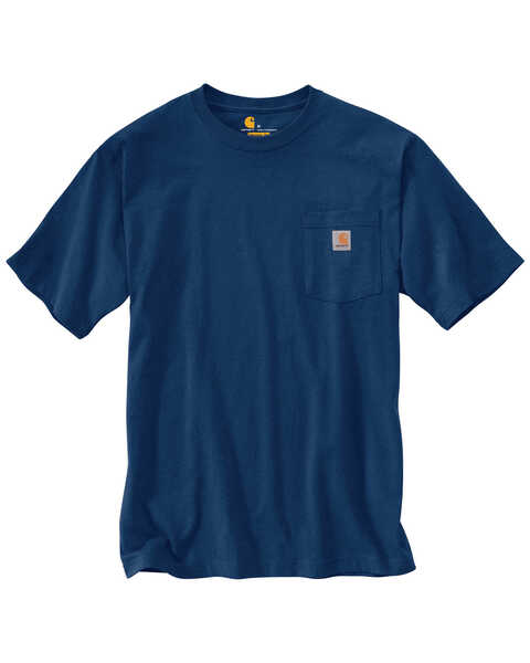 Image #1 - Carhartt Men's Loose Fit Heavyweight Logo Pocket Work T-Shirt - Big & Tall, Dark Blue, hi-res