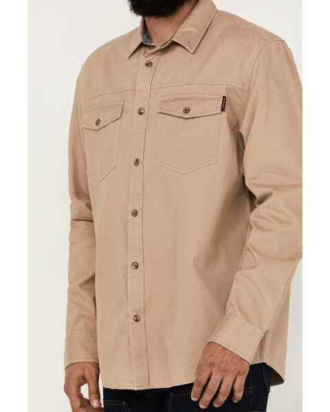 Image #3 - Hawx Men's All Out Woven Solid Long Sleeve Snap Work Shirt - Big , Khaki, hi-res