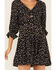 Image #3 - Angie Women's Floral Print Knot Front Mini Dress, Black, hi-res