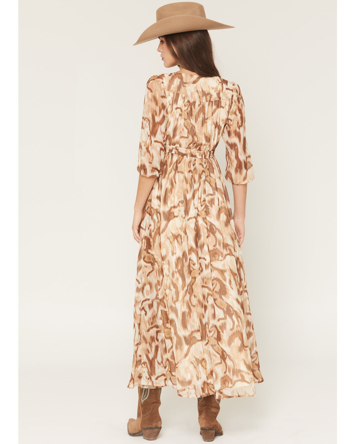 Image #6 - Shyanne Women's Horse Print Chiffon Maxi Dress, Coffee, hi-res