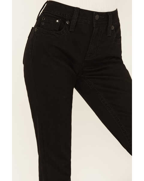 Image #4 - Miss Me Women's Mid Rise Downward Wing Pocket Bootcut Stretch Denim Jeans , Black, hi-res