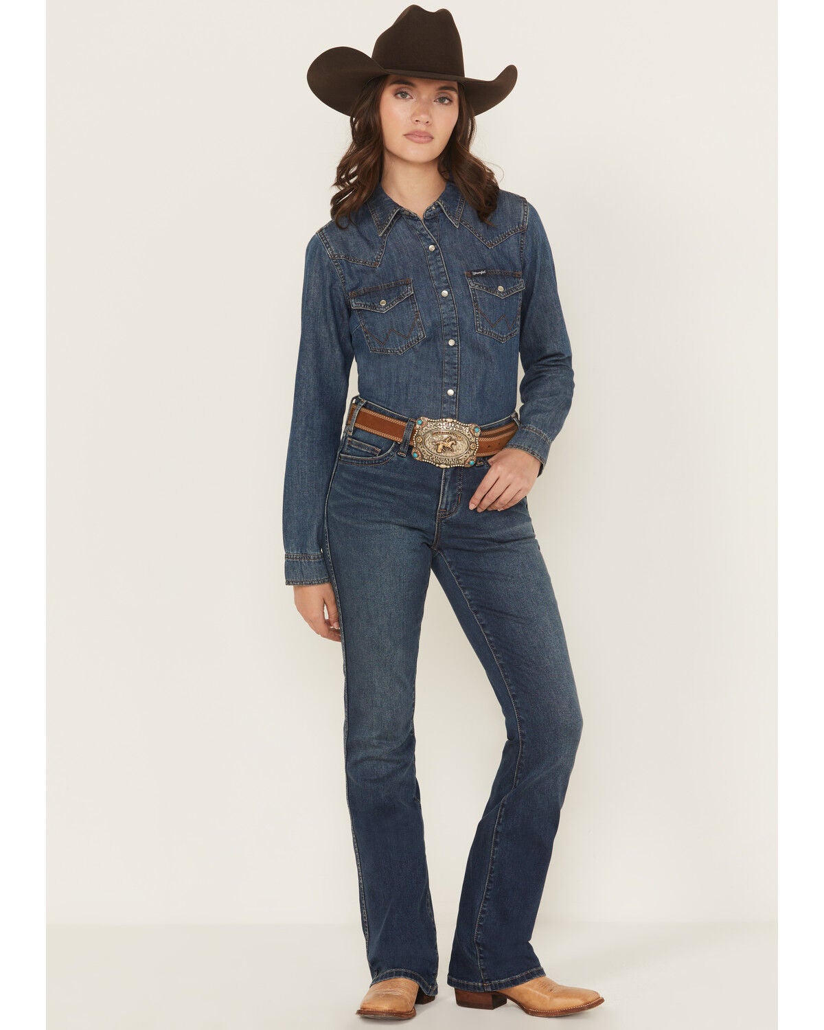Rock & Roll Denim Women's Medium Wash Mid Rise Bootcut Stretch Denim Jeans, Medium Wash, hi-res