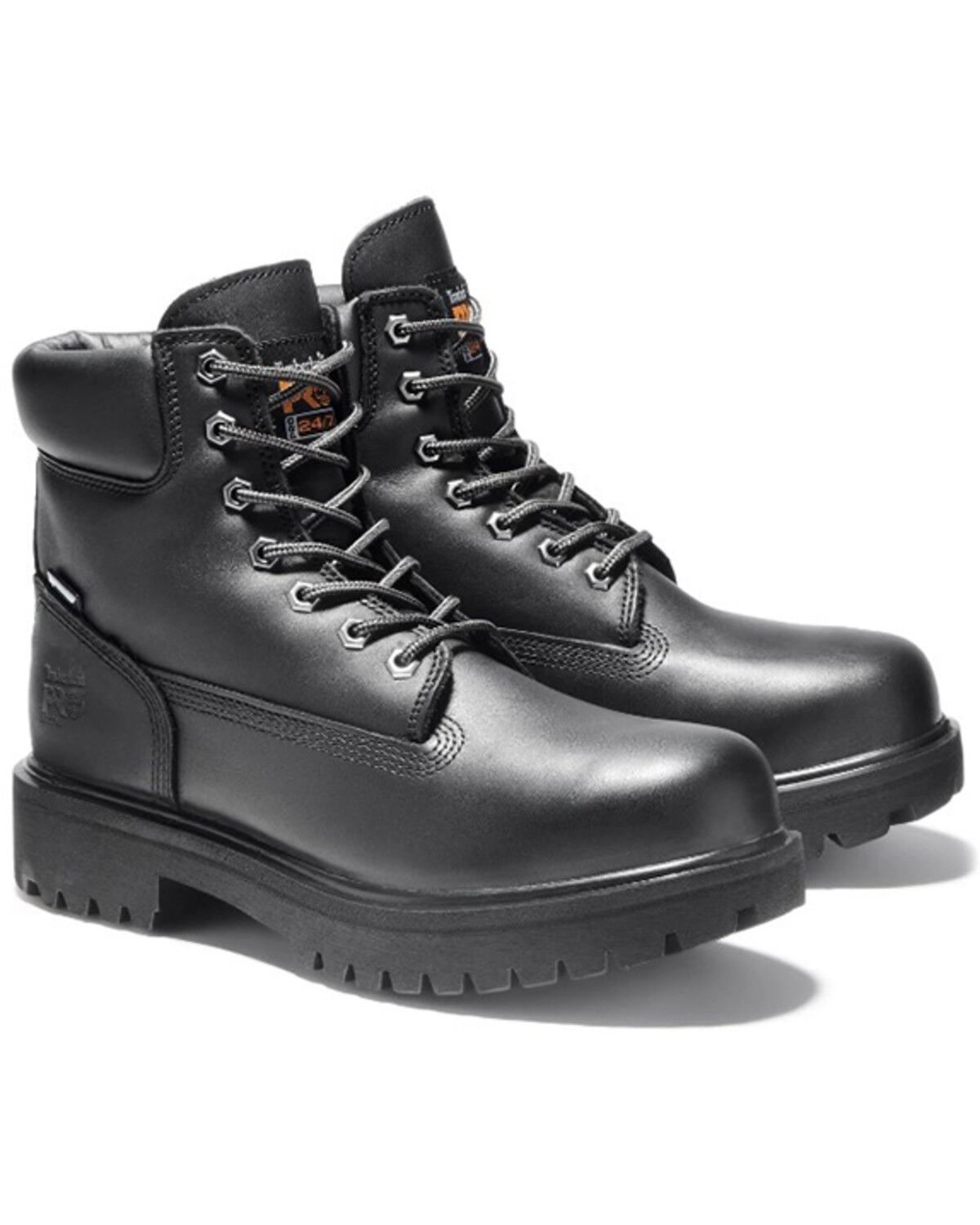 Image #1 - Timberland Men's 6" Direct Attach Waterproof Work Boots - Soft Toe, Black, hi-res