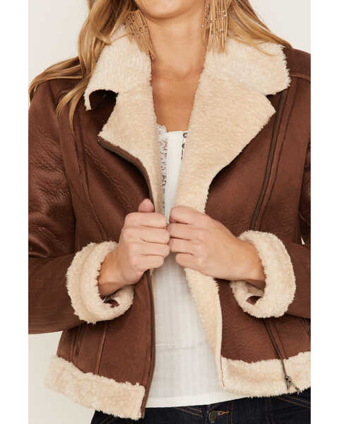 Image #4 - Idyllwind Women's Faux Leather & Shearling Jacket, Brown, hi-res